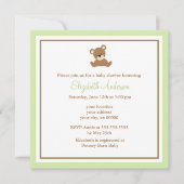 Invitation Baby shower d'ours vert (Devant)