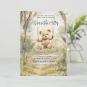 Invitation Baby shower d'ours Vintage rustique (Debout devant)