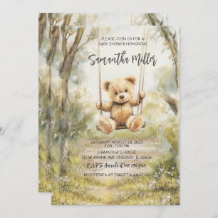 Invitation Baby shower d'ours Vintage rustique