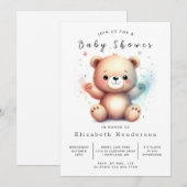 Invitation Baby shower d'ours Whimsy Printable (Devant / Derrière)