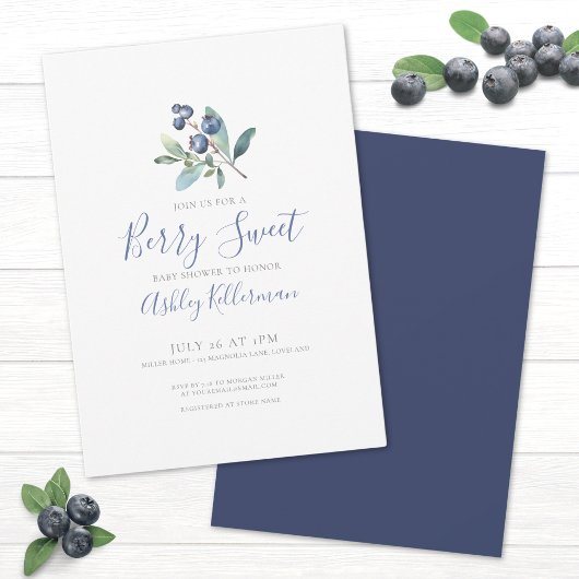 Invitation Baby shower doux au baies simple