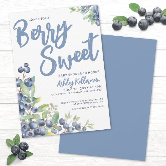 Invitation Baby shower doux aux bleuets Berry
