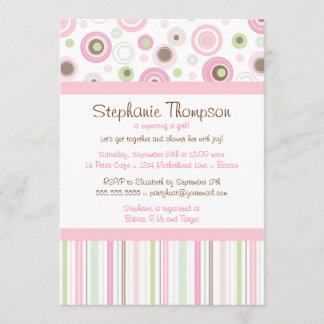 Invitation Baby shower doux Brown rose de point de polka de