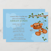 Invitation Baby shower doux de singe de bébé (Devant / Derrière)