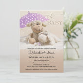Invitation Baby shower doux Fluffy Animaux (Debout devant)