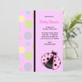 Invitation Baby shower doux MIGNON de Madame rose insecte (Debout devant)