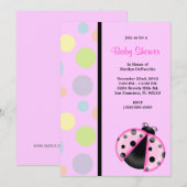 Invitation Baby shower doux MIGNON de Madame rose insecte (Devant / Derrière)