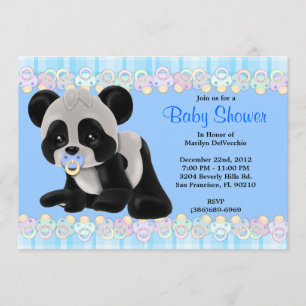 Invitation Baby shower doux MIGNON d'ours panda de bébé de