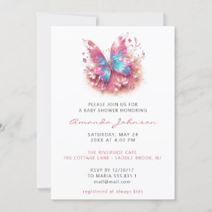 Invitation Baby Shower Douzième Anniversaire Fille Papillon R