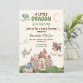 Invitation Baby shower Dragon à eau douce (Debout devant)