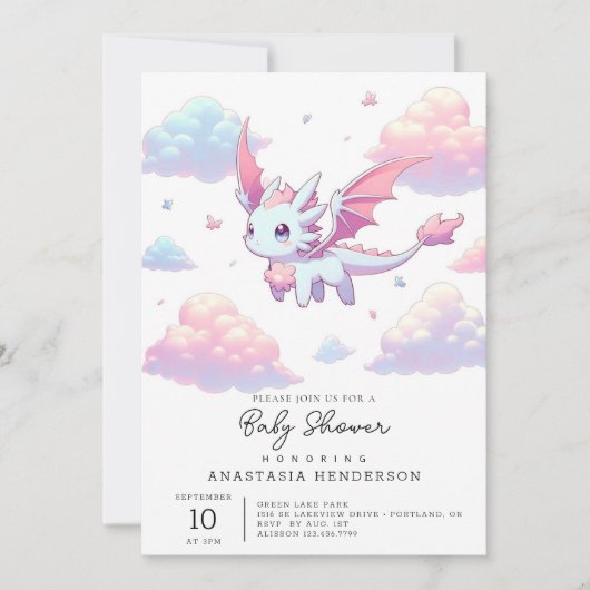 Invitation Baby shower Dragon mou (Devant)