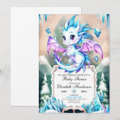 Invitation Baby shower Dragon Simple Cute (Devant / Derrière)