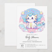 Invitation Baby shower Dragon Simple Cute (Devant / Derrière)