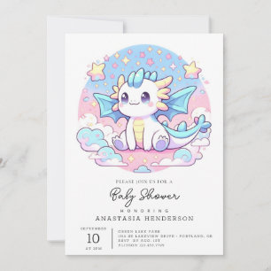 Invitation Baby shower Dragon Simple Cute