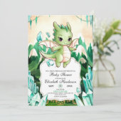 Invitation Baby shower Dragon simple et heureux (Debout devant)