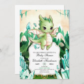 Invitation Baby shower Dragon simple et heureux (Devant / Derrière)