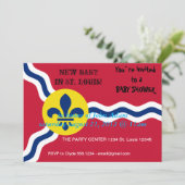 Invitation baby shower, Drapeau de Saint-Louis (Debout devant)