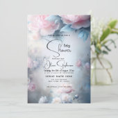 Invitation Baby shower - Dreamink Peony Floral (Debout devant)
