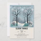 Invitation Baby shower Dreamwood Winter Forest Snowflakes (Devant)