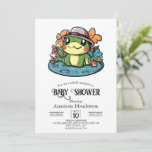 Invitation Baby shower Dreamy Simple Frog (Debout devant)