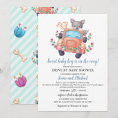 Invitation Baby Shower Drive Through pour le petit garçon au  (Devant / Derrière)