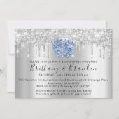 Invitation Baby shower Drives Parties scintillant Pieds Bleus (Devant)