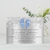 Invitation Baby shower Drives Parties scintillant Pieds Bleus (Debout devant)