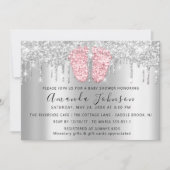 Invitation Baby shower Drives Parties scintillant Pieds Roses (Devant)