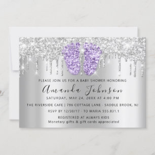 Invitation Baby shower Drives Parties scintillant VioletPieds