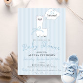 Invitation Baby Shower Drôle Oh Maman Lama Garçon Bleu Mignon