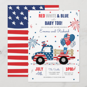 Invitation Baby shower du 4 juillet Baby shower bleu blanc ro