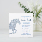 Invitation Baby shower du Blue Paisley Horse (Debout devant)