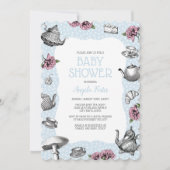 Invitation Baby shower du Blue Polka Dot Tea Party (Devant)