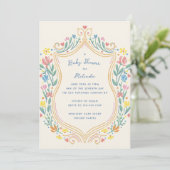 Invitation Baby shower du bouclier floral Pastel Spring (Debout devant)