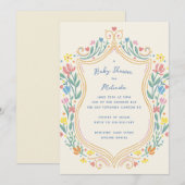 Invitation Baby shower du bouclier floral Pastel Spring (Devant / Derrière)