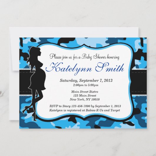 Invitation Baby shower du Camouflage de Blue Boy (Devant)