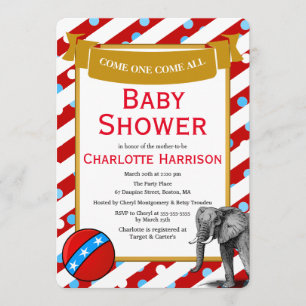 Invitation Baby shower du Carnaval de cirque moderne