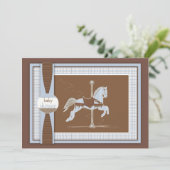 Invitation Baby shower du Carousel bleu Plaid (Debout devant)