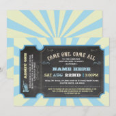 Invitation Baby shower du Cercus Carnival Blue Boy (Devant / Derrière)