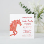 Invitation Baby shower du Cheval Rouge Paisley (Debout devant)
