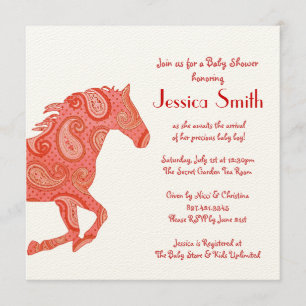 Invitation Baby shower du Cheval Rouge Paisley