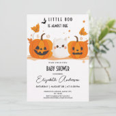 Invitation Baby shower du Citrouille d'Halloween Little Boo (Debout devant)
