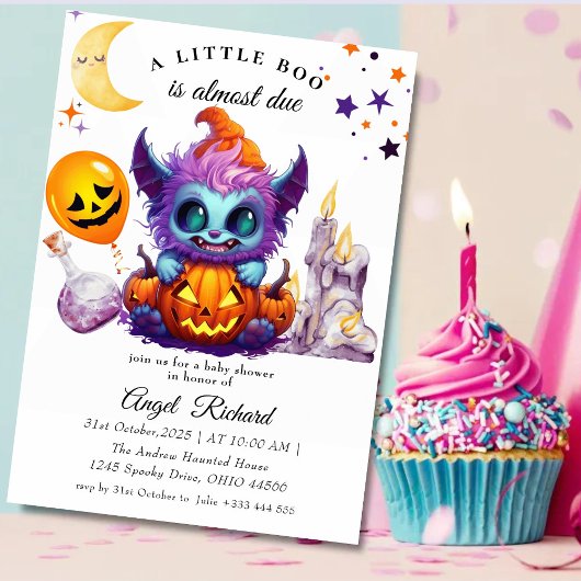 Invitation Baby shower du Citrouille d'Halloween Little Boo