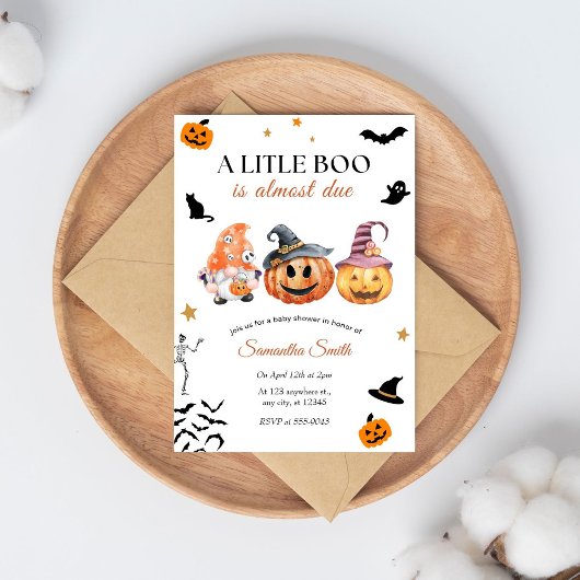 Invitation Baby shower du Citrouille d'Halloween Little Boo