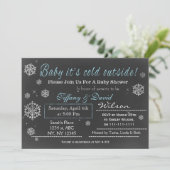 Invitation Baby shower du couple de neige bleu hiv (Debout devant)