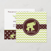Invitation Baby shower du couple d'éléphants vert et Brown (Devant / Derrière)
