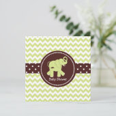 Invitation Baby shower du couple d'éléphants vert et Brown (Debout devant)