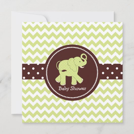 Invitation Baby shower du couple d'éléphants vert et Brown (Devant)