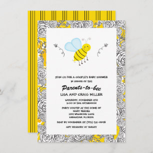 Invitation Baby shower du couple floral Bumblebee