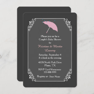 Invitation Baby shower du couple parapluie rose